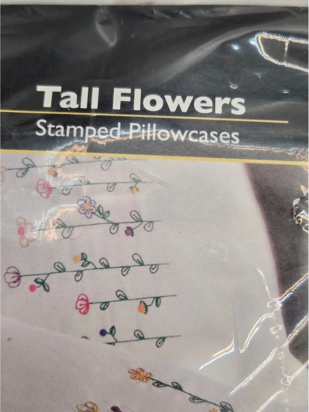 Bucilla Tall Flowers Stamped Pillowcases Embroidery Kit 20x30 Cotton-Poly